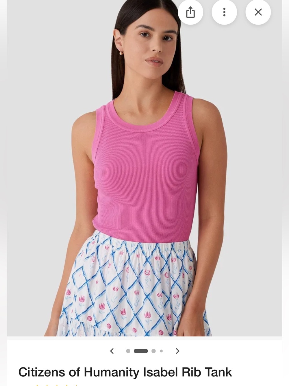 Citizens of Humanity Isabel Ribbed Tank Top Raspberry Pink S Organic Cotton